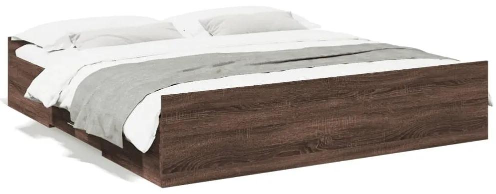 3280271 vidaXL Cadru de pat cu sertare stejar maro 200x200 cm lemn prelucrat