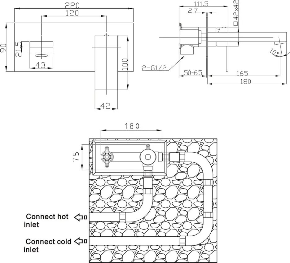 Baterie argintiu-lucios pentru chiuvetă încastrată (1 ieșire) Latus – Sapho