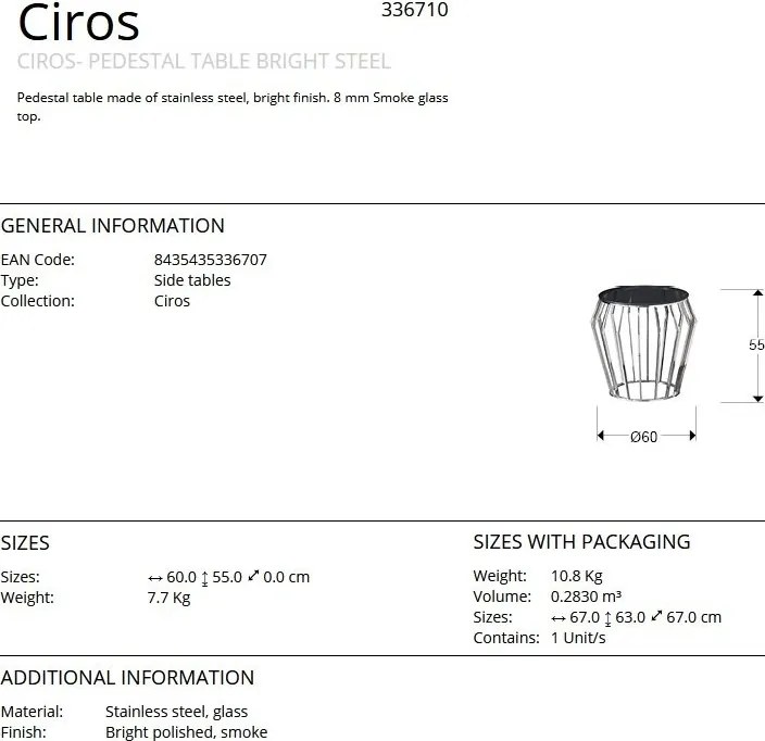 Masuta laterala design modern Ciros 60cm