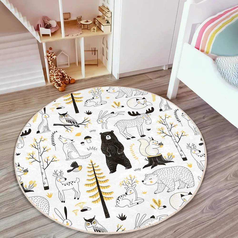 Covor pentru copii galben/alb ø 100 cm Comfort – Mila Home