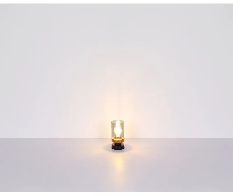 Veioza, lampa de podea design modern FINCA negru mat, maro inchis