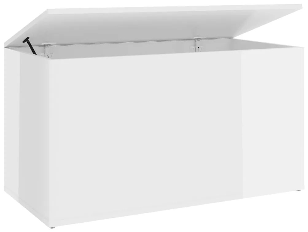 803062 vidaXL Cufăr depozitare, alb extralucios, 84x42x46 cm, lemn compozit
