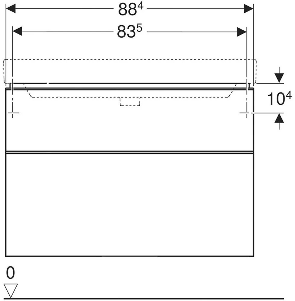 Dulap baie suspendat Geberit Smyle Square pentru lavoar, 80 cm, alb 900 x 470 mm