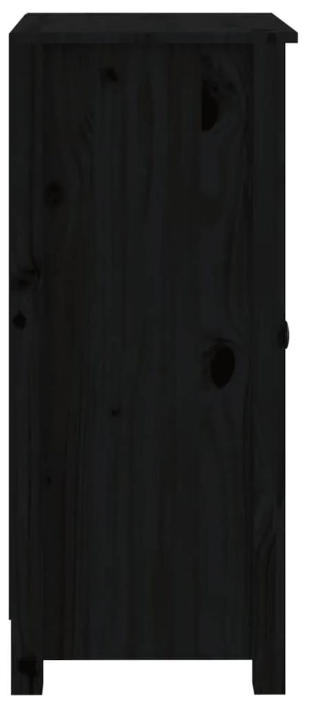 Servante, 2 buc., negru, 40x35x80 cm, lemn masiv de pin 2, Negru, Dulap lateral cu 1 usa