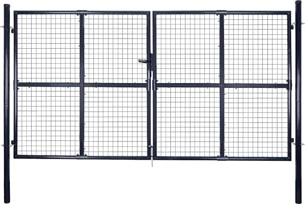 vidaXL Poartă de grădină din plasă, oțel galvanizat, gri, 300x200 cm