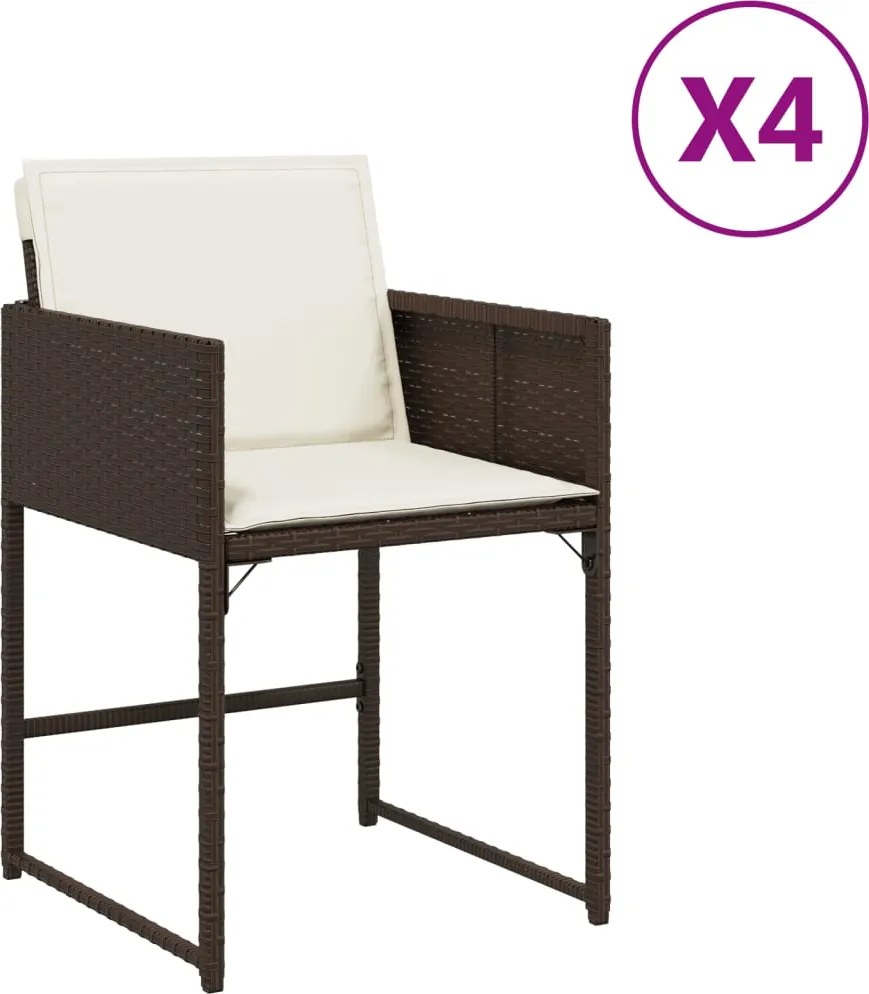 vidaXL Scaune de grădină cu perne, 4 buc., maro, poliratan