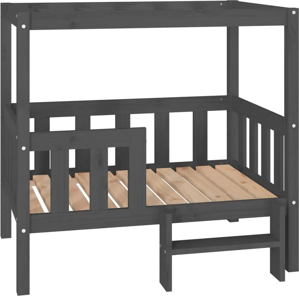 vidaXL Pat pentru câini, gri, 95,5x73,5x90 cm, lemn masiv de pin