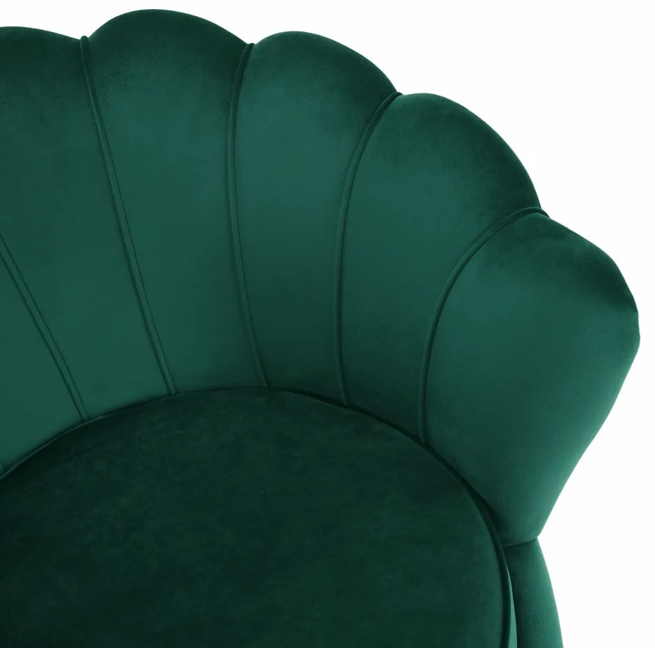 Fotoliu în stil Art-deco, catifea Velvet smarald/crom auriu, NOBLIN
