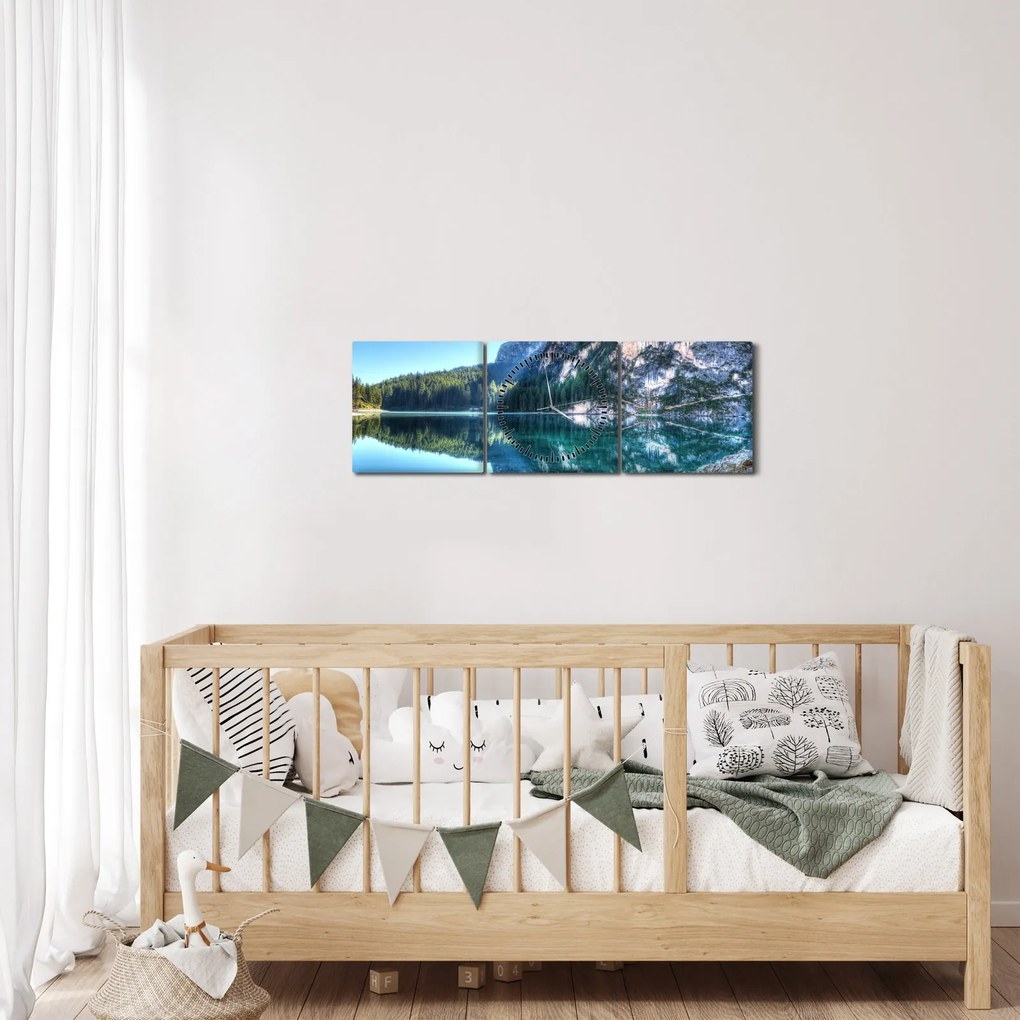 Tablou - Lac montan (cu ceas) (90x30 cm)