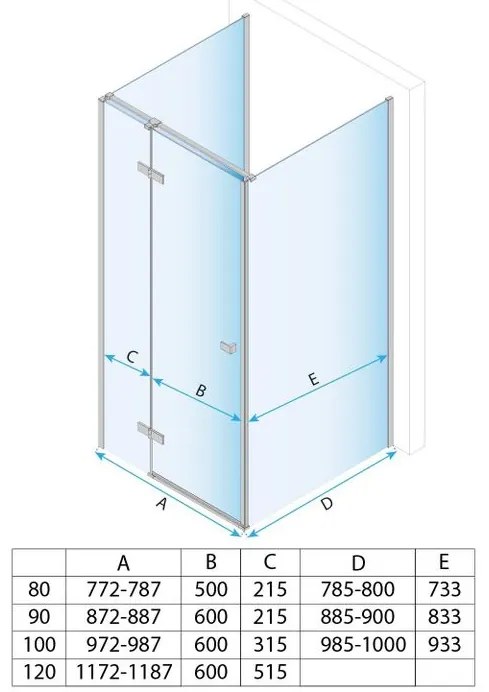 Cabina de dus Rea Atlas 90x80 cu deschidere pe stanga auriu periat