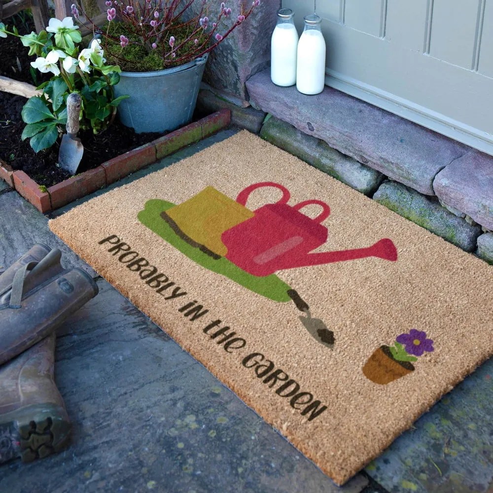 Covoraș de intrare din fibre de nucă de cocos 40x60 cm Probably in the Garden – Artsy Doormats
