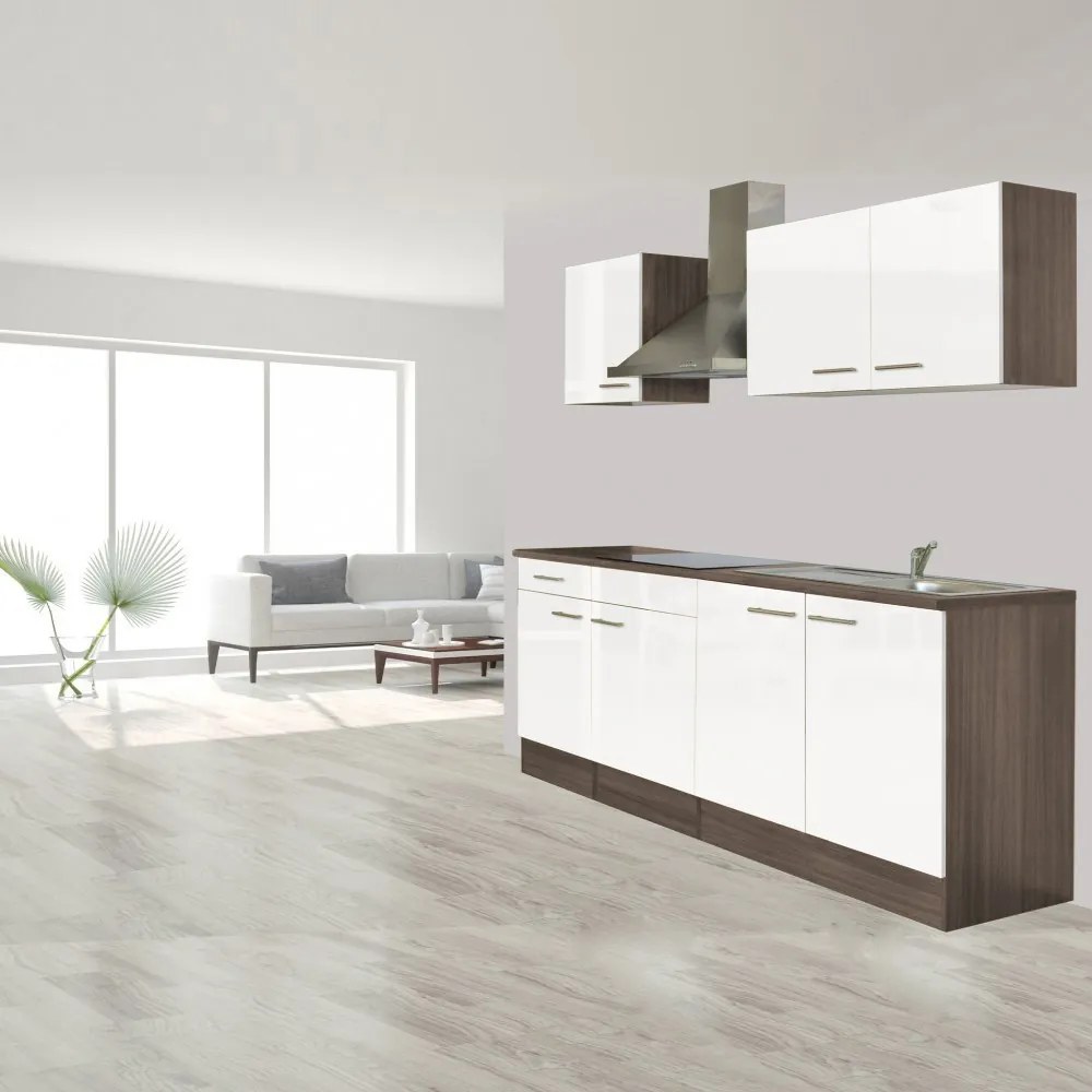 Mobilă de bucătărie Yorki 210, corp din stejar Yorki, cu față alb satinat