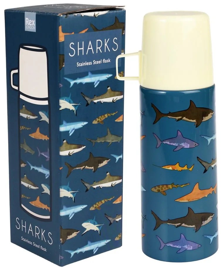 Termos albastru pentru copii 350 ml Sharks – Rex London