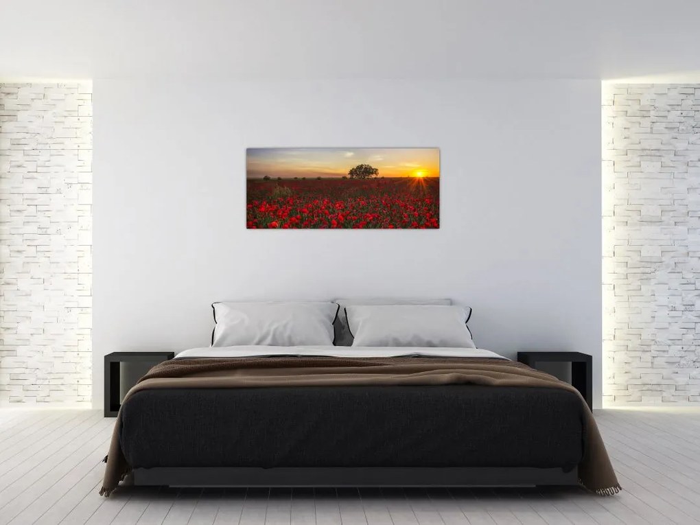 Tablou cu lunca și macii (120x50 cm)
