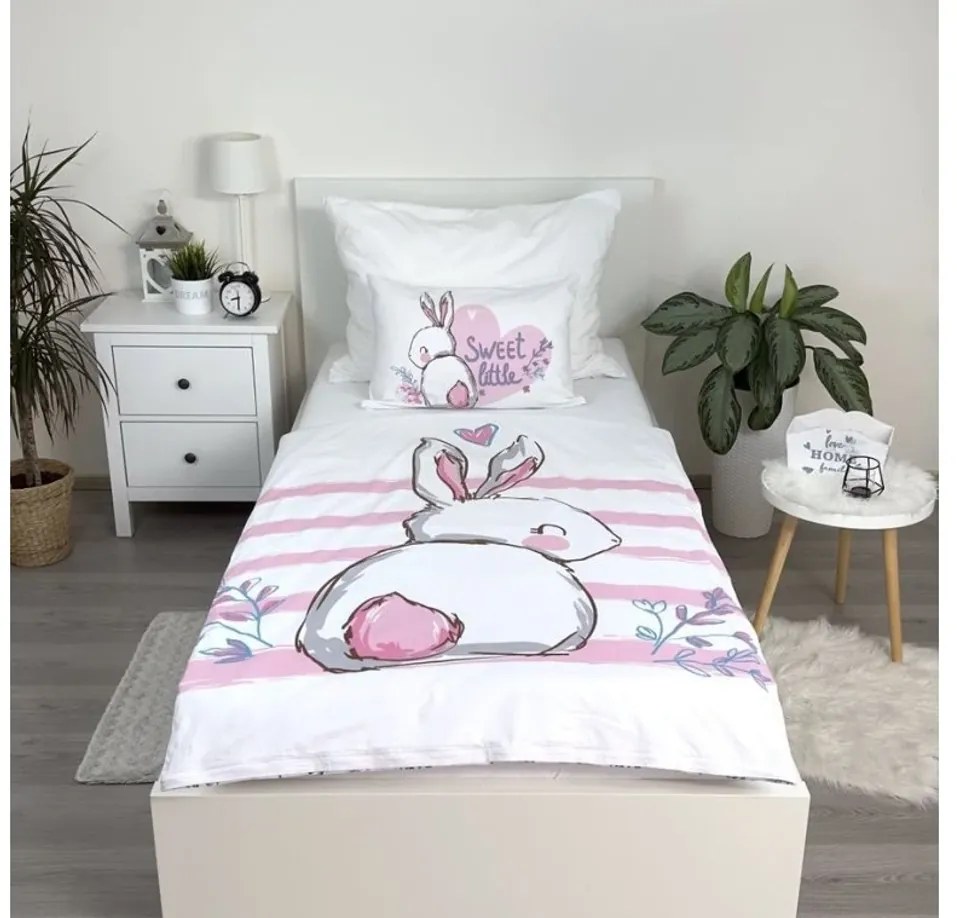 Lenjerie de pat din bumbac pentru patut BUNNY SWEET alb Dimensiune lenjerie de pat: 40 x 60 cm | 100 x 135 cm