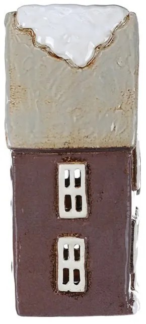 Decorațiuni de Crăciun Căsuță de iarnă cu coș defum, ceramică, violet închis