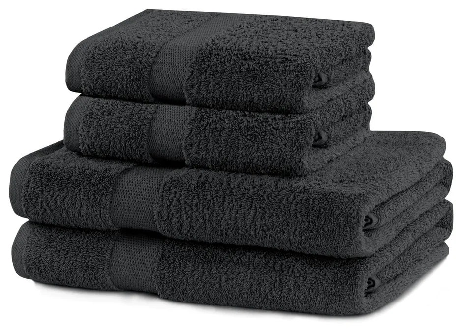 Prosoape de baie gri-închis 4 buc. din bumbac din frotir Marina – Restilo