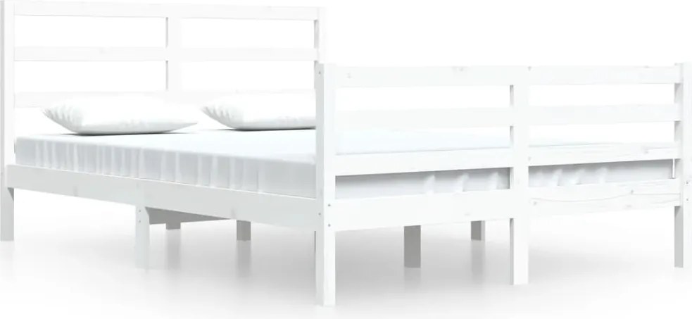 vidaXL Cadru de pat, alb, 160x200 cm, lemn masiv de pin