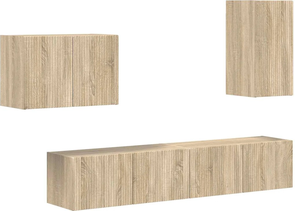 vidaXL Set Dulap pentru Televizor Montat pe Perete 4 pcs Stejar Sonoma