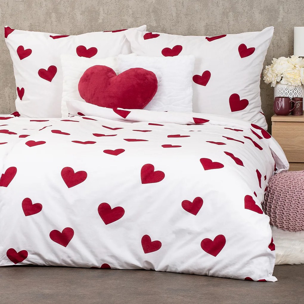 Lenjerie de pat din bumbac 4Home Red Hearts , 140x 220 cm, 70 x 90 cm, 140 x 220 cm, 70 x 90 cm