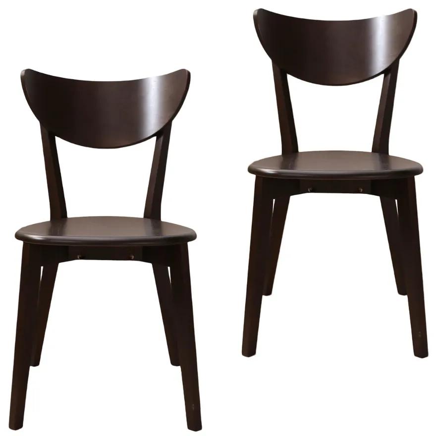 Set 2 scaune dining din lemn de fag Modern T, Nuc