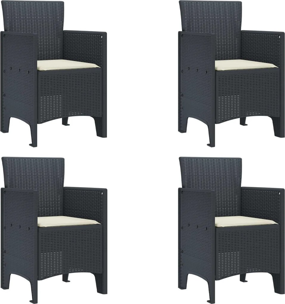 vidaXL Scaun pentru Grădină 4 pcs Antracit Dimensiune: 53 x 49 x 85 cm