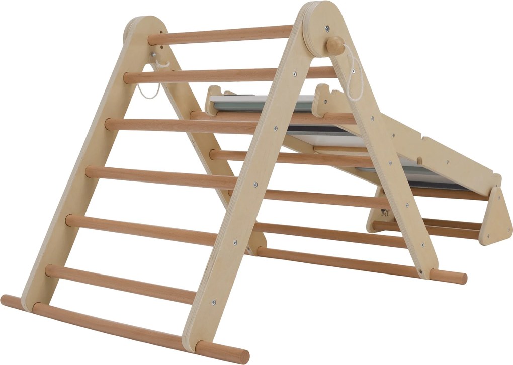 Montessori Triunghiul Pikler 3în1, natural/mix de culori, OPRIN