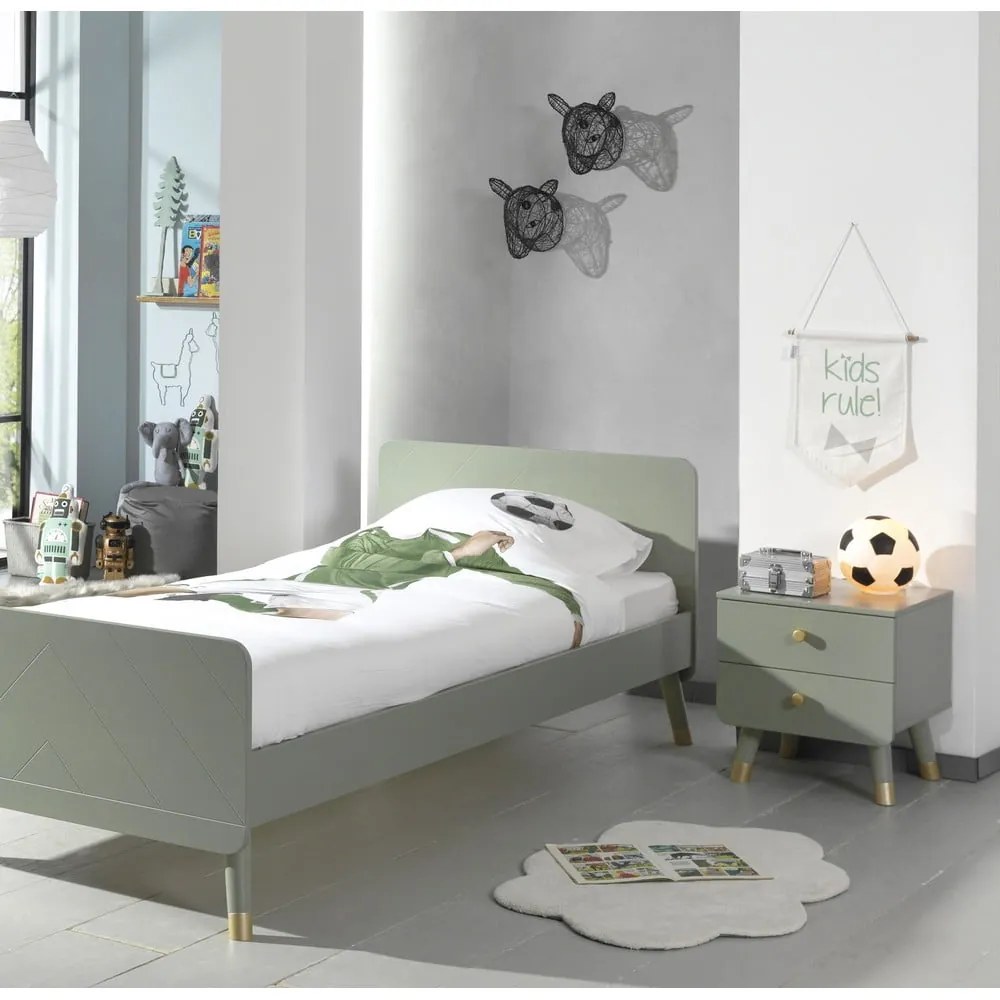 Noptieră din lemn de pin pentru camera copiilor Vipack Billy, verde măsliniu