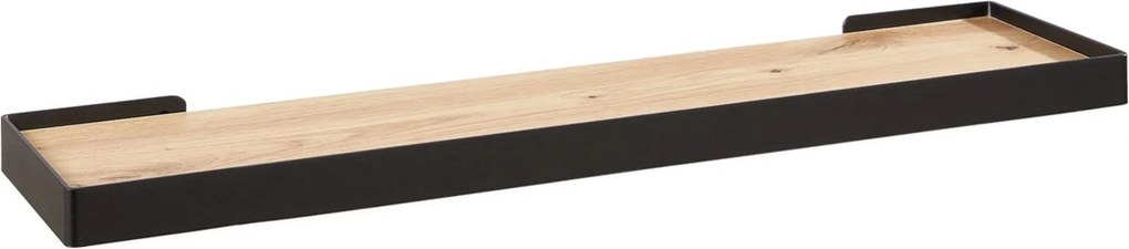 Polita RICKY, stejar/negru, 80x15x3 cm