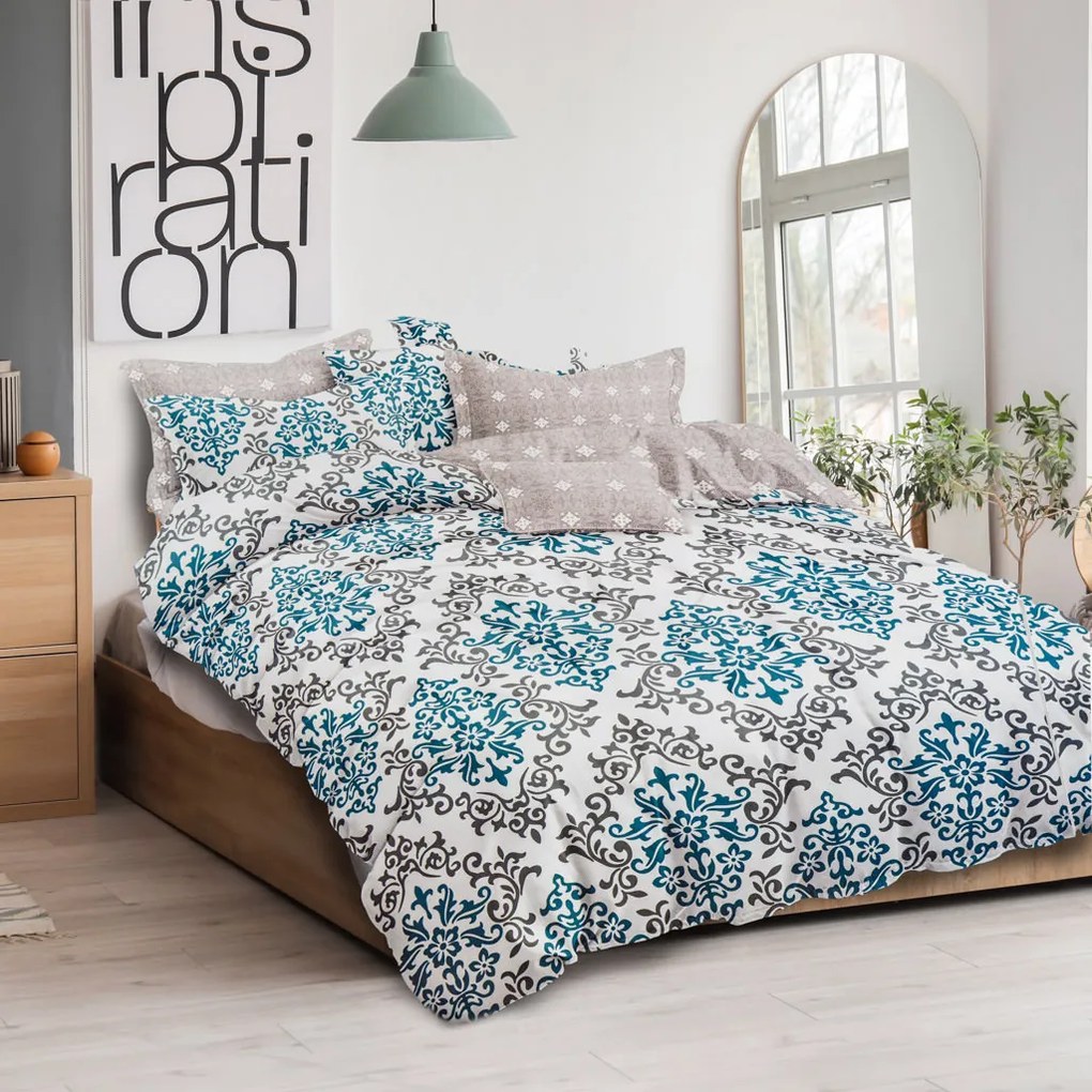 Lenjerie de pat din bumbac alb BADDY + fata de perna 40 x 50 cm gratuit