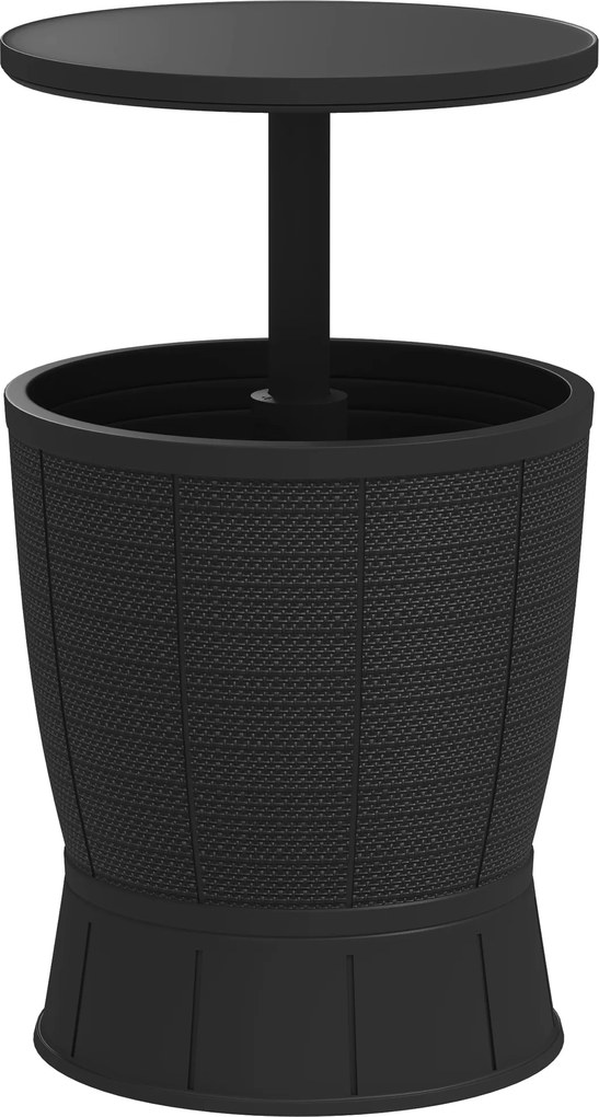 Outsunny Masă-Frigider pentru Exterior 41 L 3 în 1 Cool Bar Masă Auxiliară cu Înălțime Reglabilă Găleată pentru Gheață Capac Rabatabil Negru | Aosom Romania