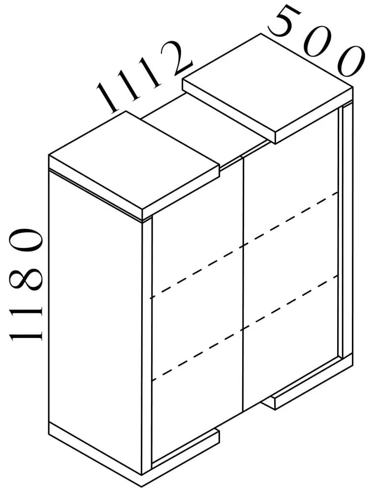 Dulap mediu Lineart 111,2 x 50 x 118 cm, ulm deschis / alb