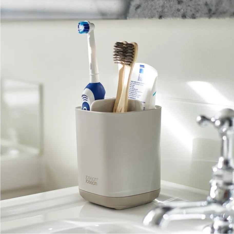Suport pentru periuța de dinți bej din plastic EasyStore – Joseph Joseph