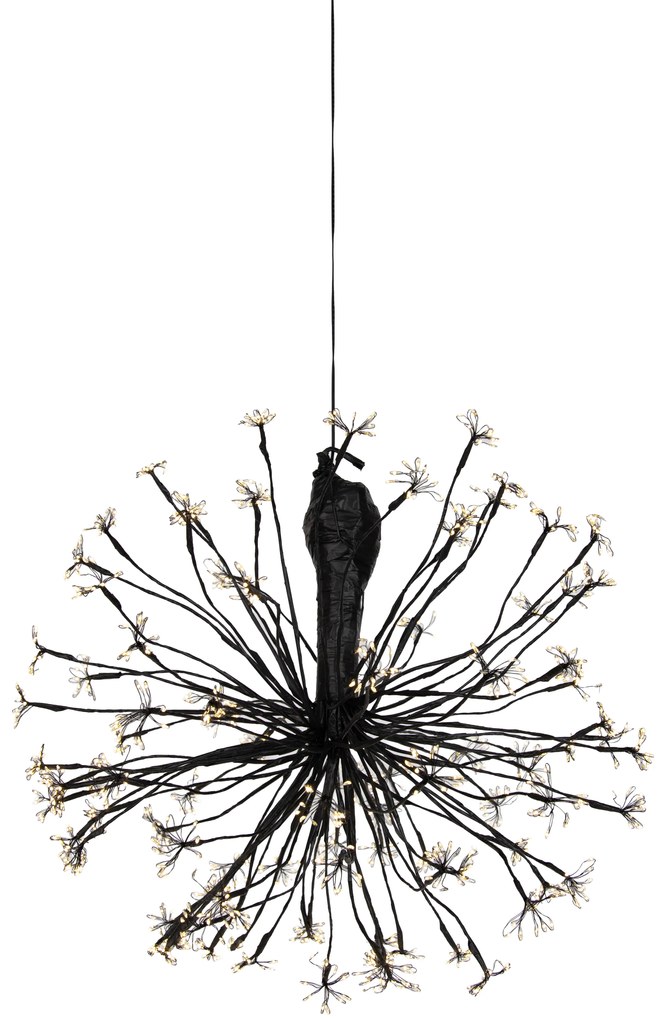 Lampă suspendată de Crăciun sferică neagră 60 cm, cu LED și temporizator IP44 - Nobu