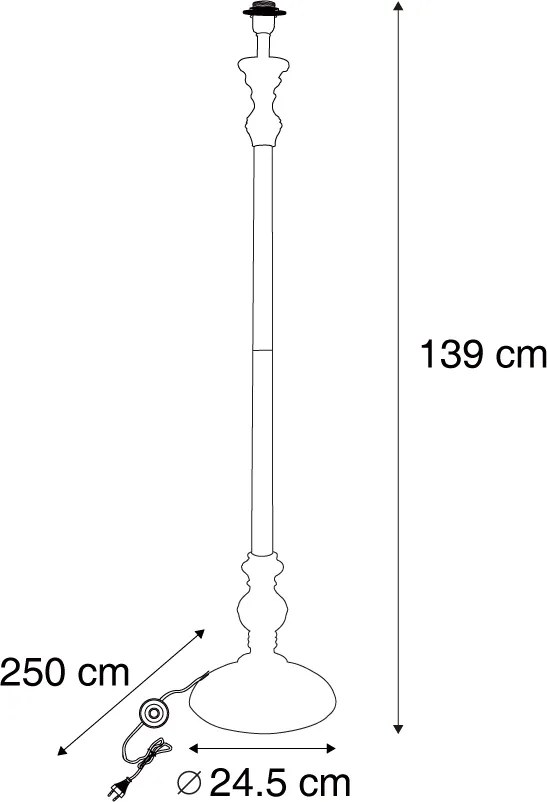 Lampă de podea clasică neagră fără abajur - Classico