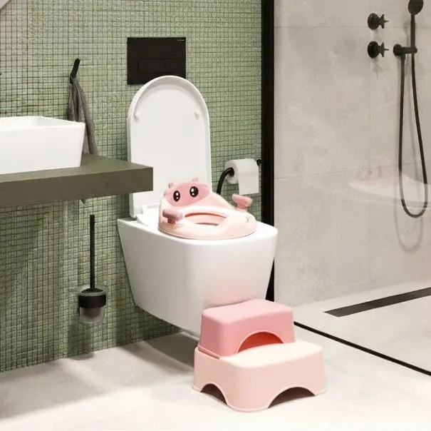Scaun de toaletă pentru copii cu trepte - roz