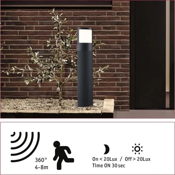 Paulmann 94515 - LED/8,5W IP44 Lampă de exterior cu senzor PADEA 230V antracit
