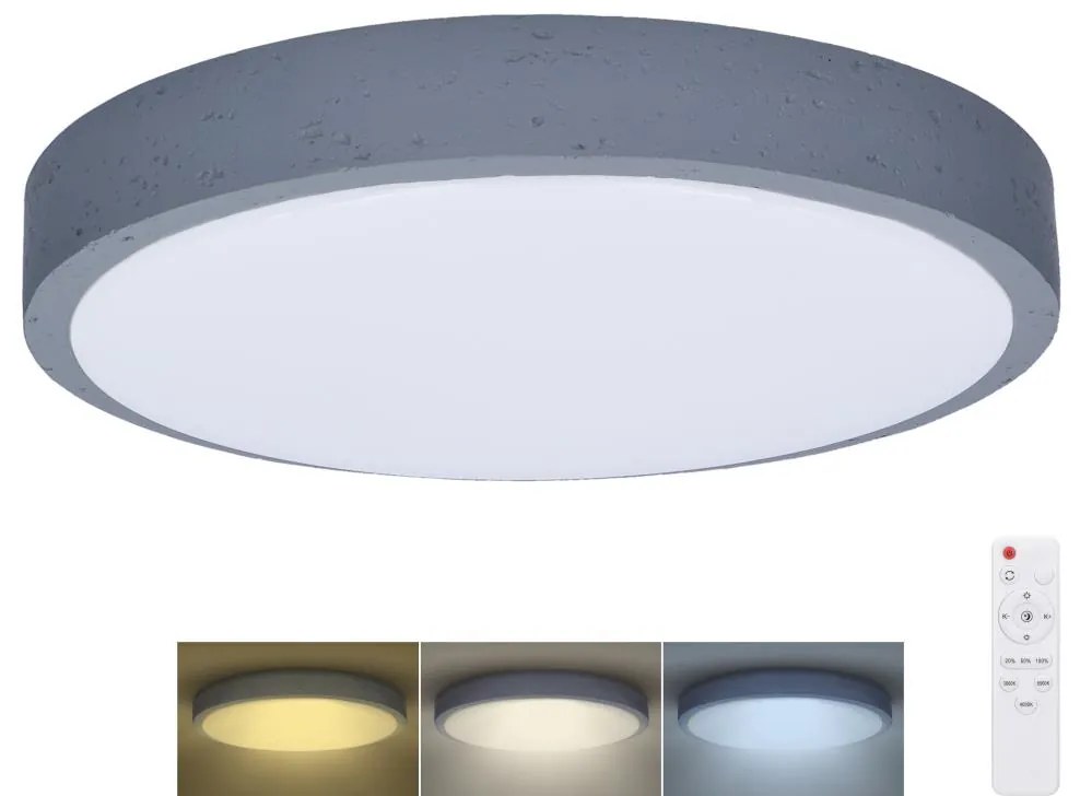 Plafonieră LED dimabilă Solight WO8001 GREY LED/48W/230V 3000-6500K d. 38 cm + telecomandă