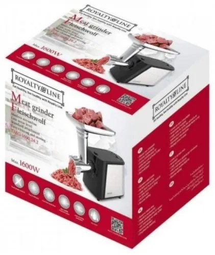 Masina electrica pentru tocat carne 1600W,3 discuri tocare,accesoriu umplere carnati Royalty Line RL-EMG-1600