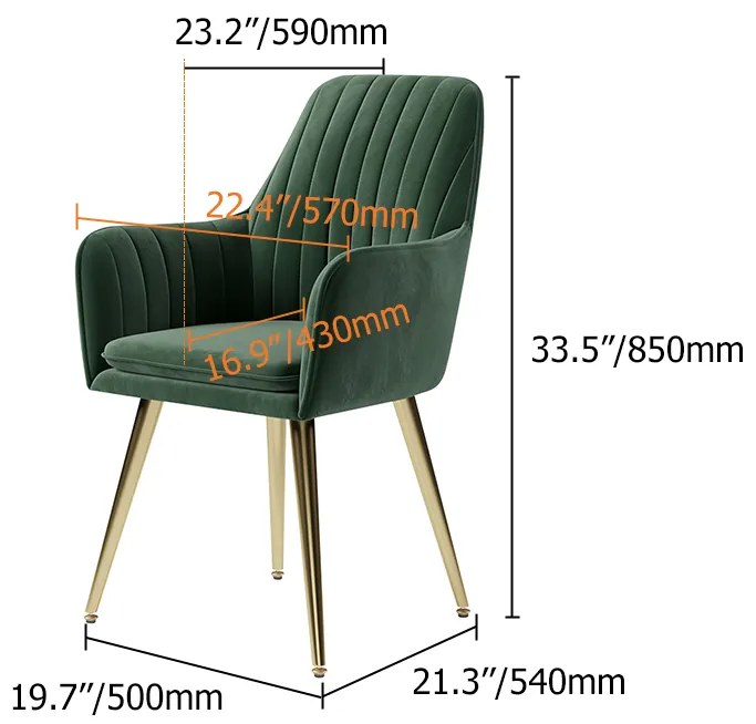 Scaun verde pentru bucătărie, soft, cu cotieră , în stil art nouveau - 2 buc. Deprimo j040379-verde by Deprimo