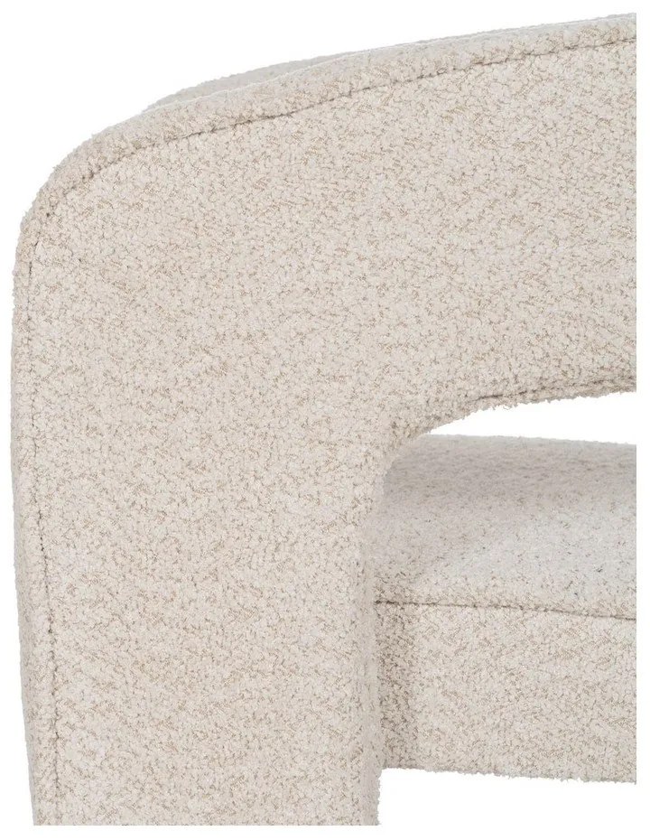 Fotoliu bej cu tapițerie din țesătură bouclé – Ixia