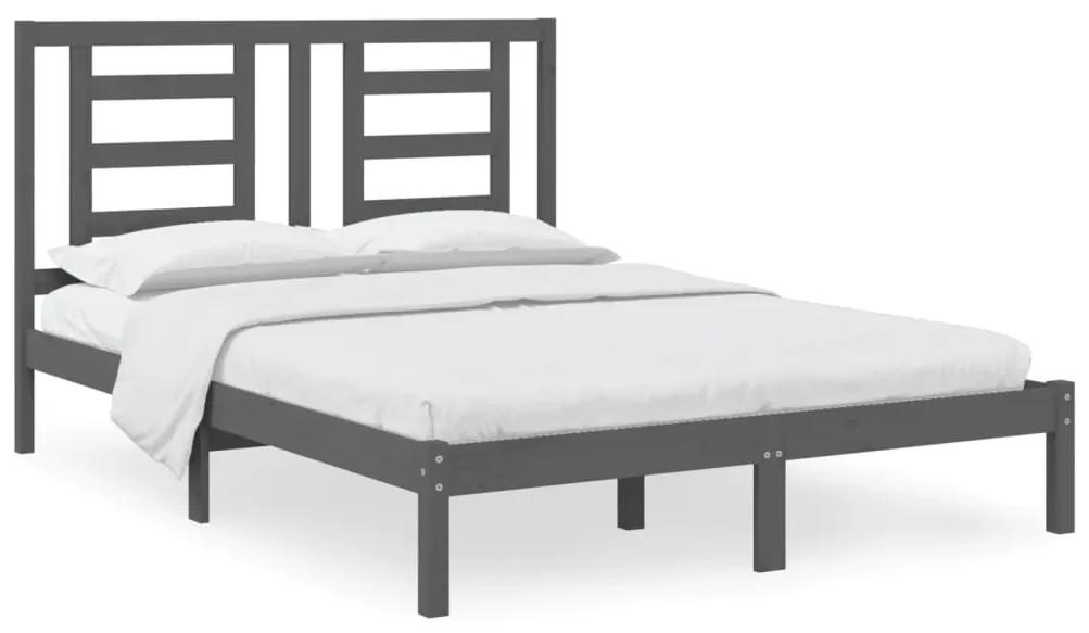 Cadru de pat, gri, 140x190 cm, lemn masiv de pin Gri, 140 x 200 cm