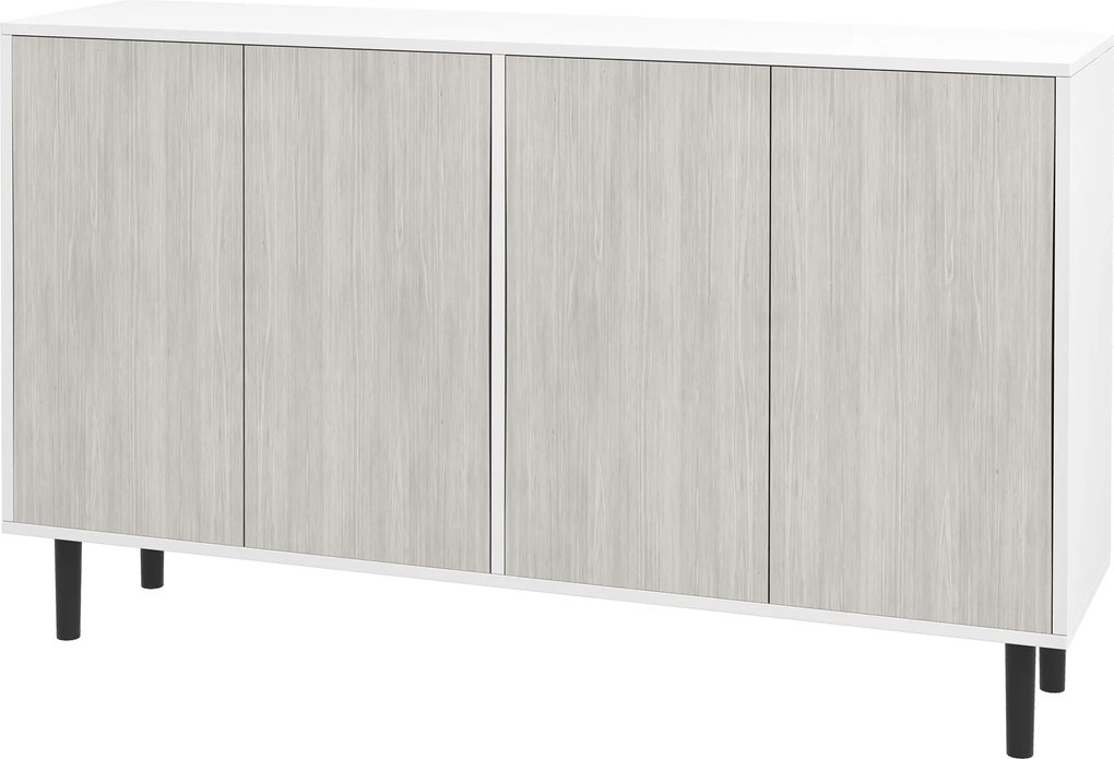 HOMCOM Bufet de bucătărie mobilier de depozitare 2 dulapuri cu rafturi reglabile, 121 x 37 x 75 cm, alb și aspect lemn gri | Aosom Romania