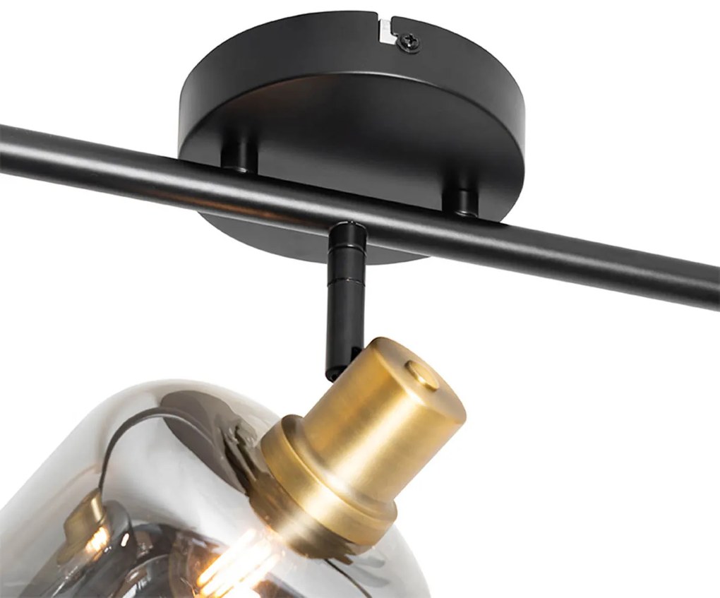 Spot de tavan inteligent negru cu sticlă fumurie dreptunghiulară incluzând 3 Wifi P45 - Zuzanna