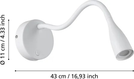 Eglo 901782 - Lampă LED de perete flexibilă cu USB OLIVANDINO LED/3,8W/230V albă