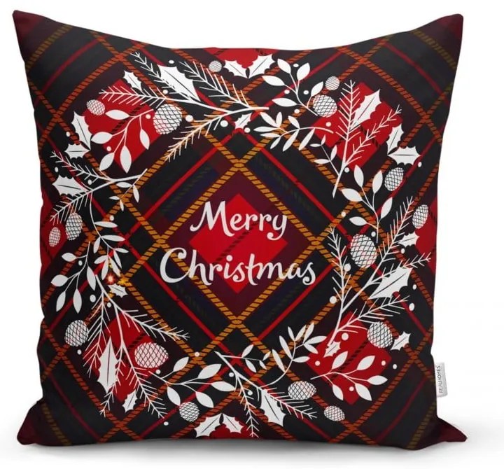 Set 4 fețe de pernă și un napron de masă cu model de Crăciun Minimalist Cushion Covers Tartan Christmas