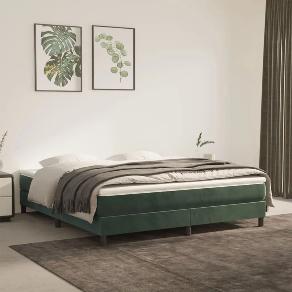 3120787 vidaXL Cadru de pat box spring, verde închis, 180x200 cm, catifea