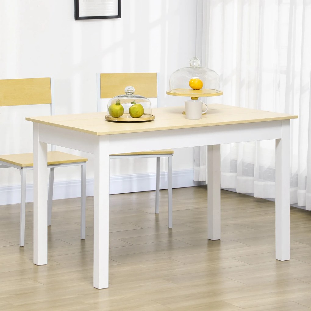 HOMCOM Masă pentru 4-6 Persoane, Masă Modernă de Bucătărie și Sufragerie din Lemn, 119x70x75 cm, Alb | Aosom Romania