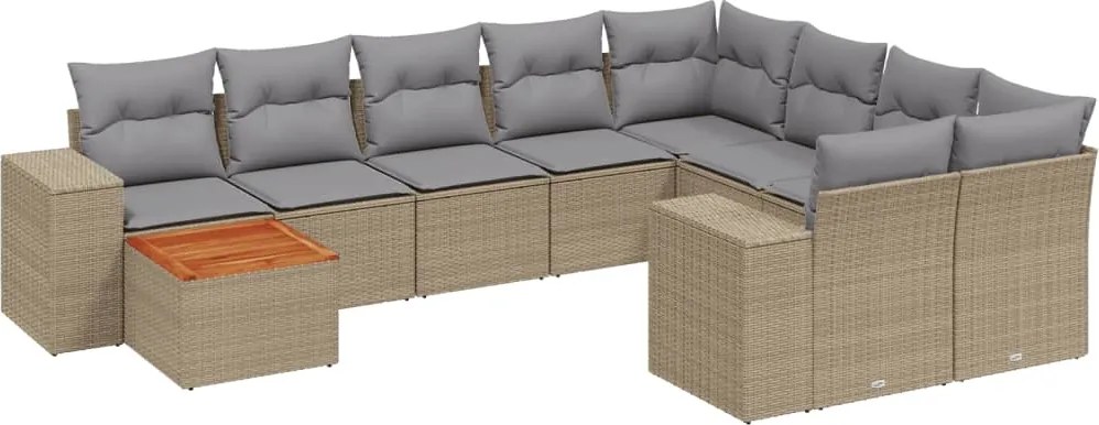 vidaXL Set canapele de grădină cu perne, 10 piese, bej, poliratan
