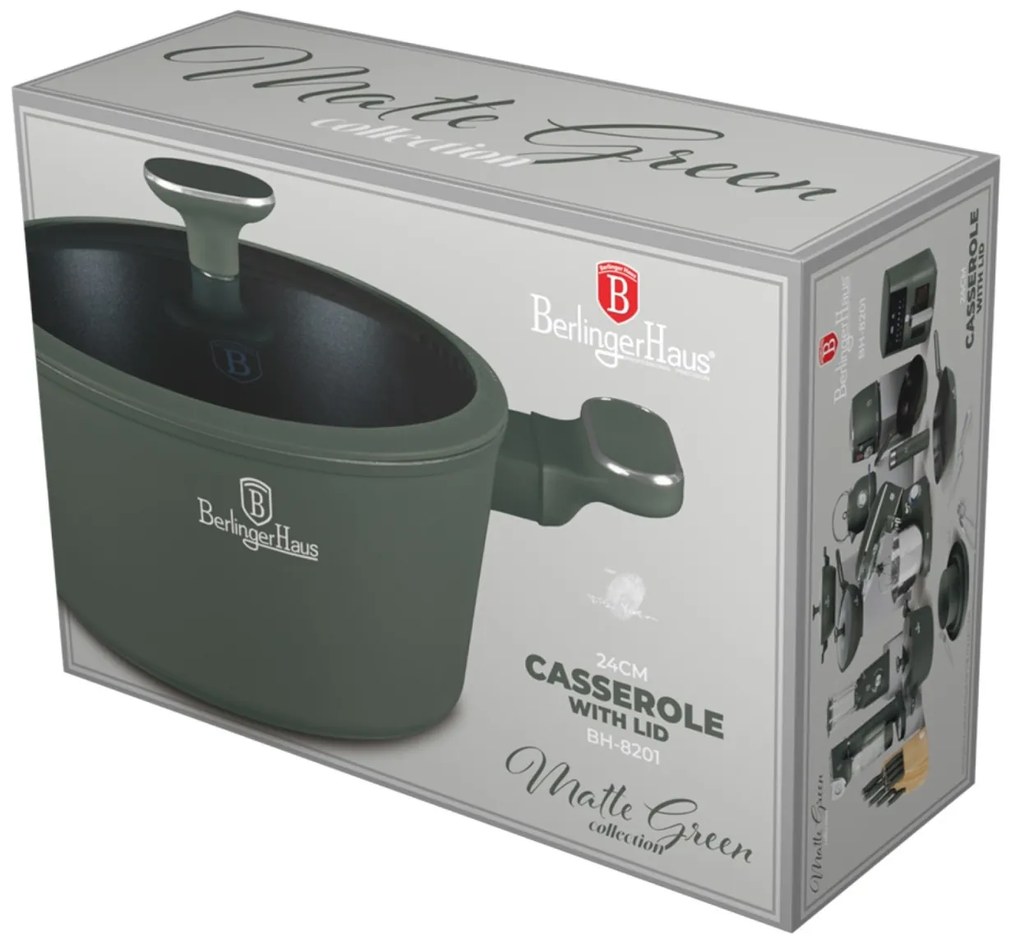 Oala aniaderenta cu interior titan 24 cm Green Matte Collection Berlinger Haus BH 8201